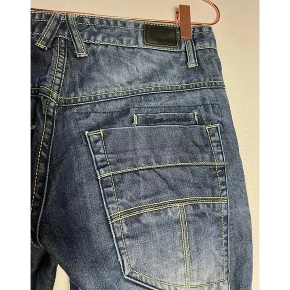 MOD Mens Straight Leg Mid Rise Button Fly Ankle Denim Blue Jeans Sz 31/34 - Picture 11 of 12